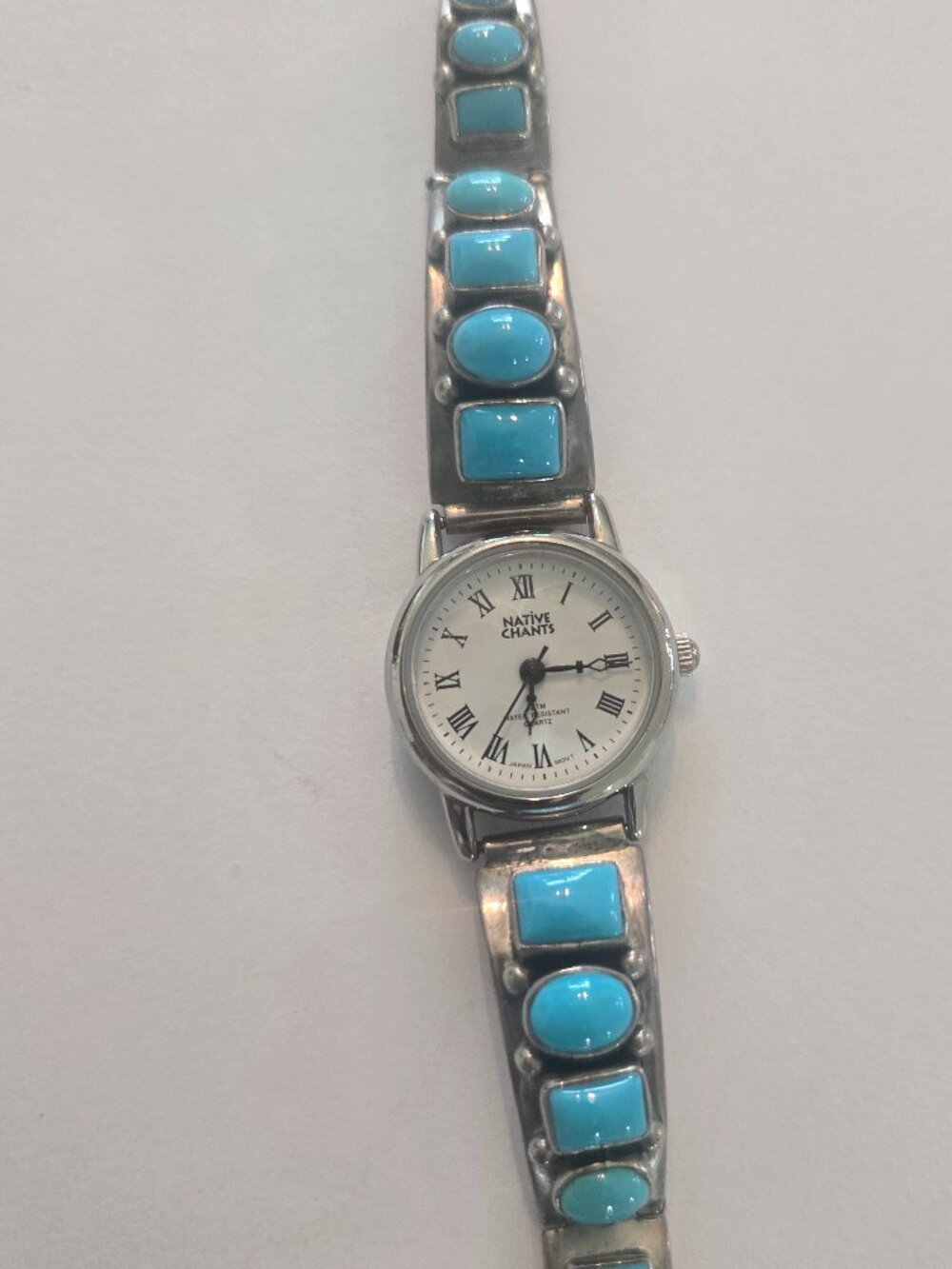 Beautiful Turquoise stone and sterling silver bracelet with watch